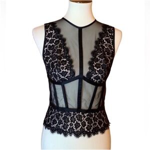 Victoria’s Secret black lace and mesh corset lingerie Size Small
